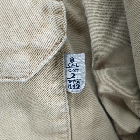 Tyndale Men's Flame Resistant Novinium Button Down Shirt Tan Size XL Long Sleeve - Picture 7 of 16